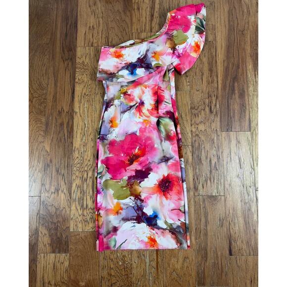 B71 Chiara Boni Dress Floral Womens Small One Shoulder Swiftie Midnights Chic - Picture 2 of 7